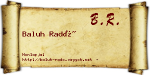 Baluh Radó névjegykártya